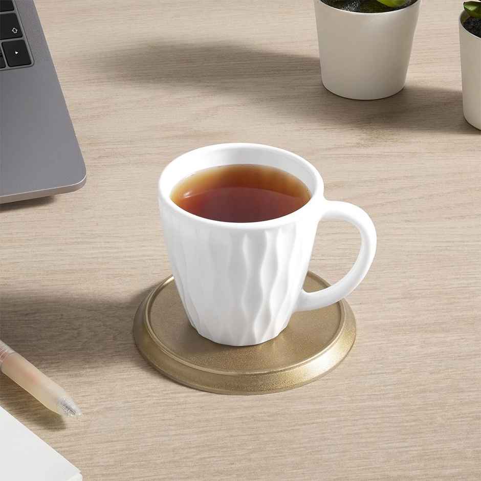 Larah By Borosil Curl Opalware Cup, Set Of 6 Tea/Coffee Cups, 160 ml Each, Crockery Set, White