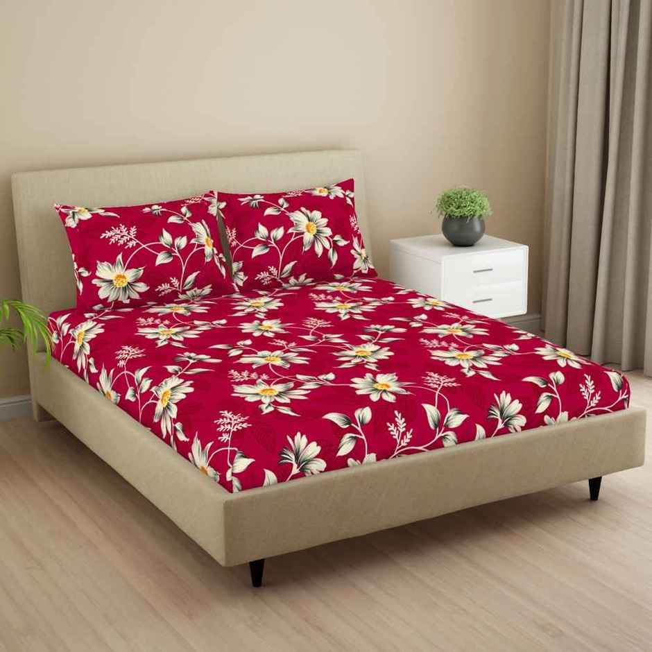 Welspun LUME Double Bedsheet | Soft & Durable | Premium Quality Collection | Red