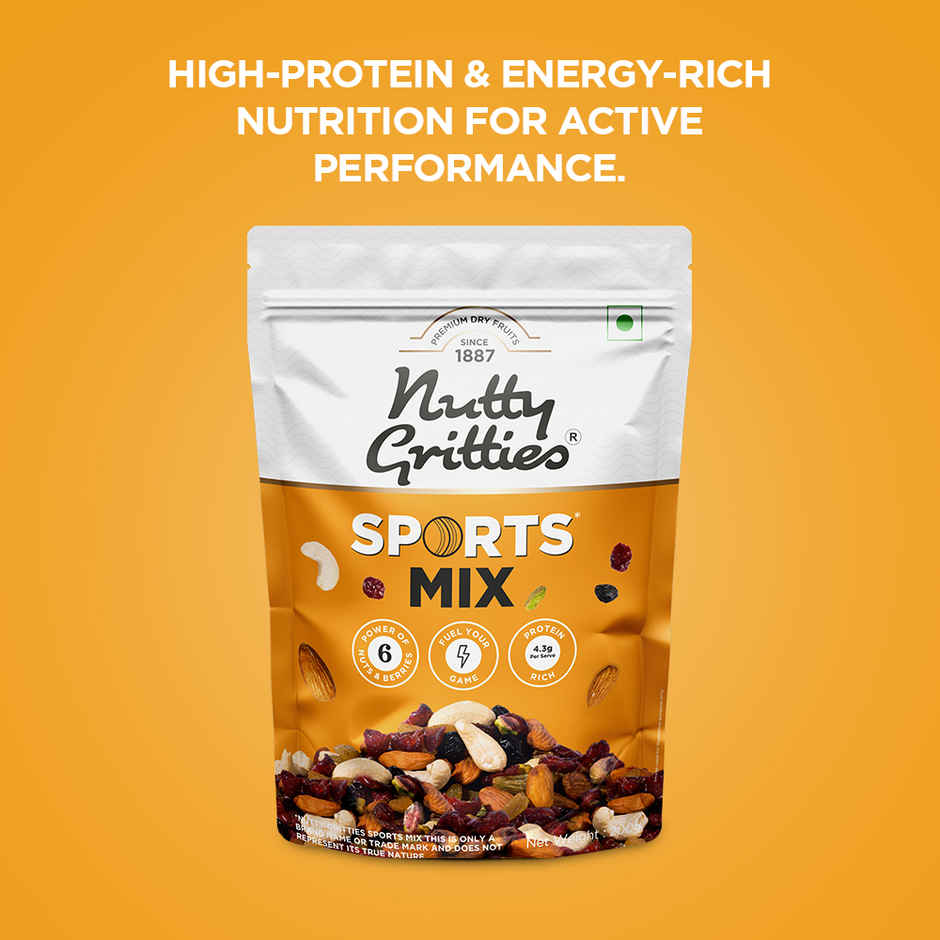 Nutty Gritties Sports Mix - Almonds, Cashews, Pistachios, Berries, Protein-Rich Snack