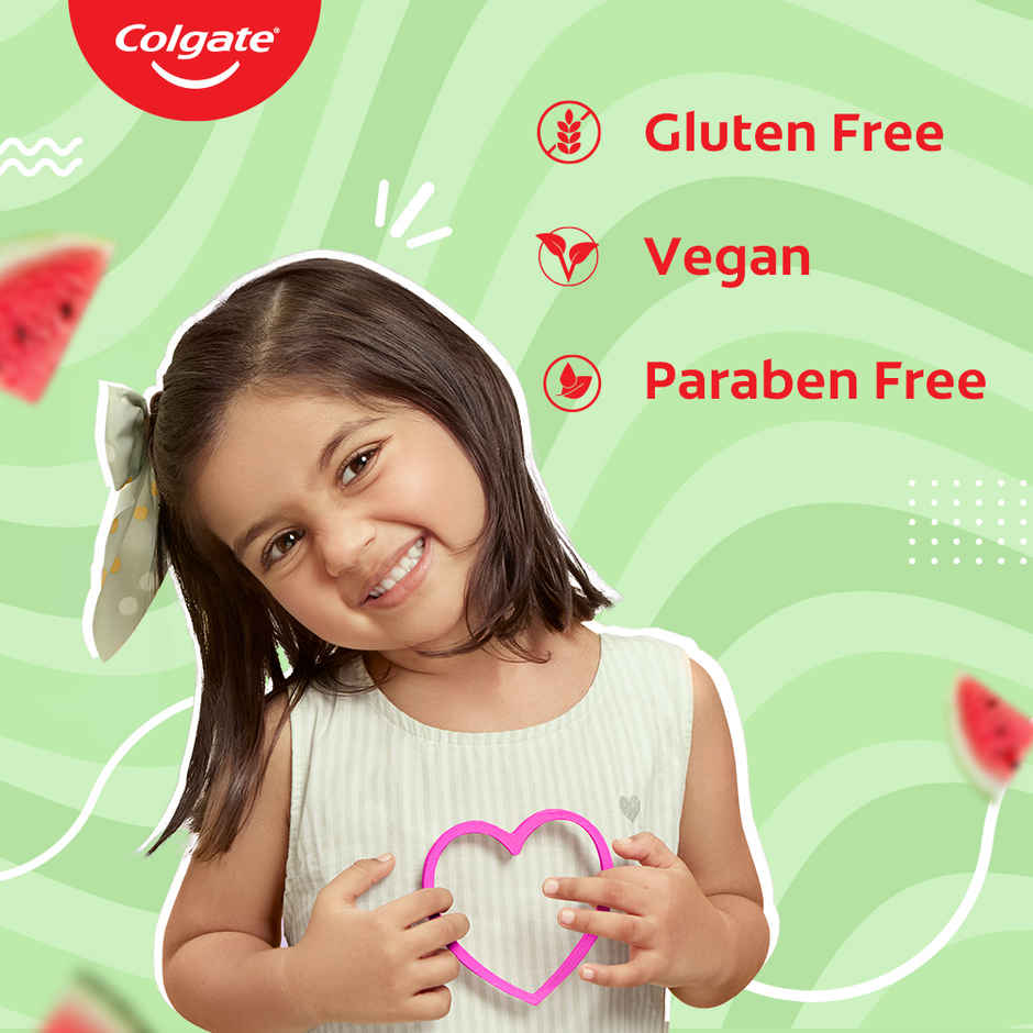 Colgate Kids Toothpaste, Fun Squeezy Bottle, Watermelon Flavor, Safe, Paraben-Free, Age 2-6yr