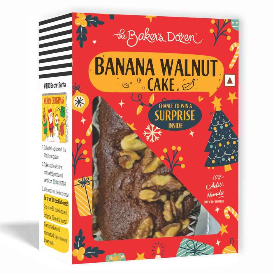 The Baker'S Dozen Wholewheat Banana Walnut Cake (150g) & The Baker'S Dozen Nankhatai Premium Butter Flavoured Pure Ghee Biscuits Cookies | Palm Oil-Free (105g) Combo