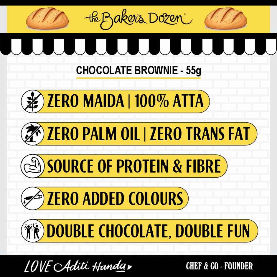 The Baker'S Dozen Zero Maida Donut Cake | Soft & Indulgent (42g) & The Baker'S Dozen Zero Maida Chocolate Brownie | Bakery Delight (55g) & The Baker'S Dozen Choco Chip Muffin | Soft & Chocolatey (45g) Combo