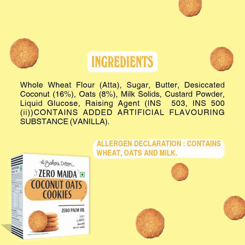 The Baker'S Dozen Zero Maida Elaichi Rusk (80g) & The Baker'S Dozen Zero Maida Coconut And Oats Biscuits Cookies | Maida-Free And Trans Fat-Free (80g) Combo