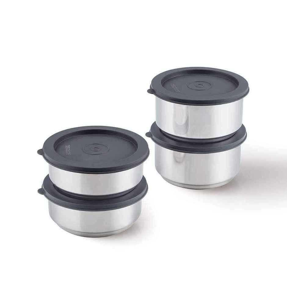 Borosil Carry Fresh Stainless Steel Insulated Lunch Box With Bag (280 ml x 2 + 180 ml x 2)