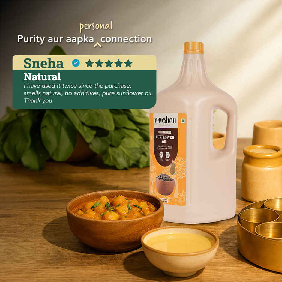 Anveshan Sunflower Wood Cold Pressed Oil Hdpe Can | Healthy Cooking Oil