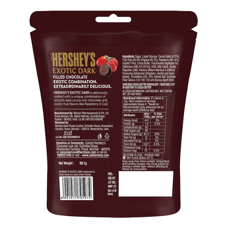 Hershey's Exotic Raspberry And Goji | Dark Chocolate Share Bag