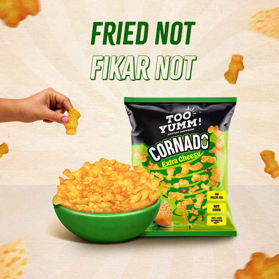 Too Yumm Extra Cheesy Crunchy Cornado, 60%  Less Saturated Fats, No Palm Oil Healthy Cheese Puffcorn Combo