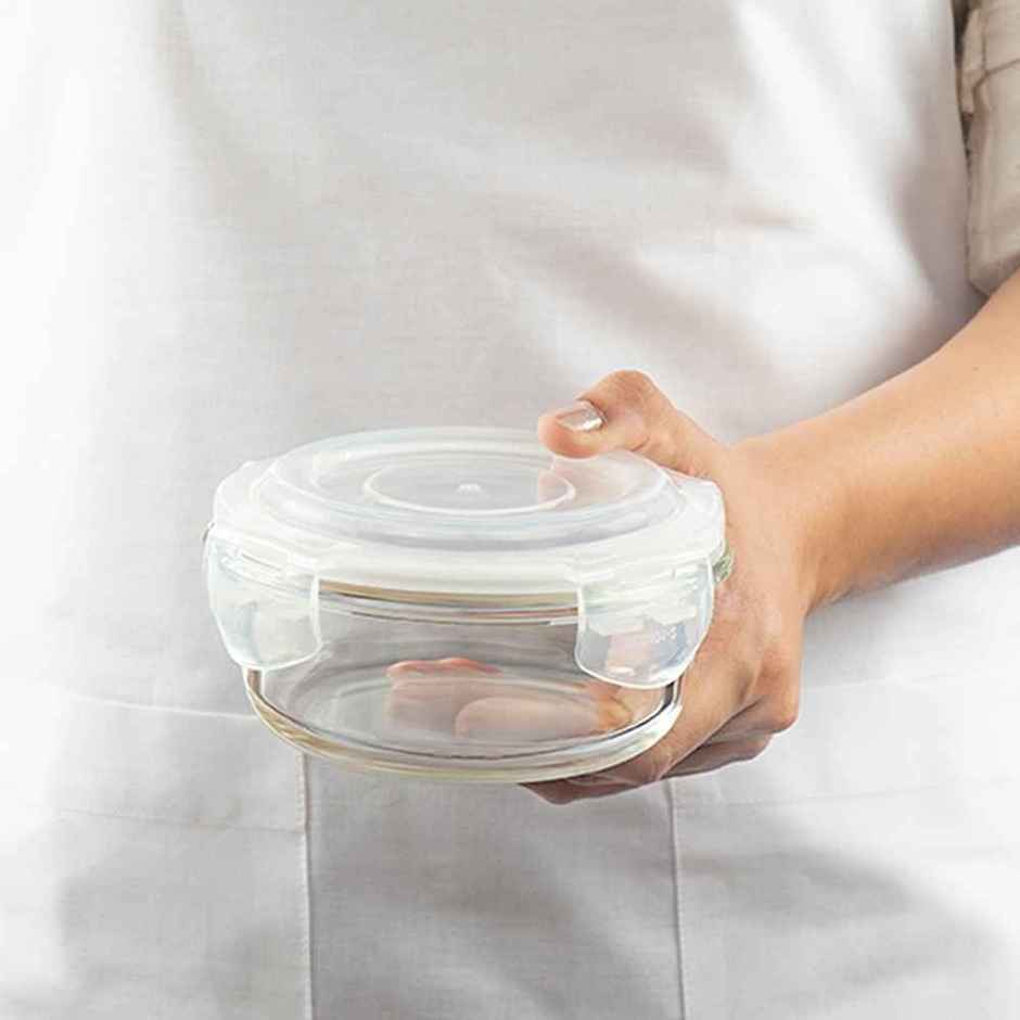 Borosil Alfa Lunchbox | 4 Pcs Glass Set | 240 ml x 2 + 400 ml x 2