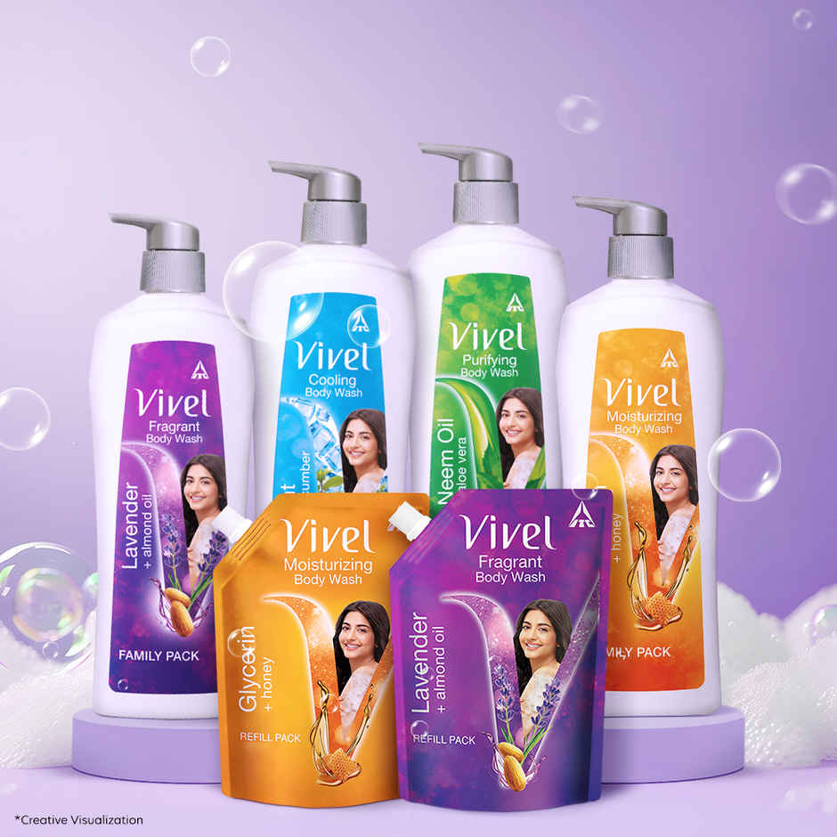 Vivel Body Wash Lavender & Almond Oil Shower Creme Liquid Refill Pouch