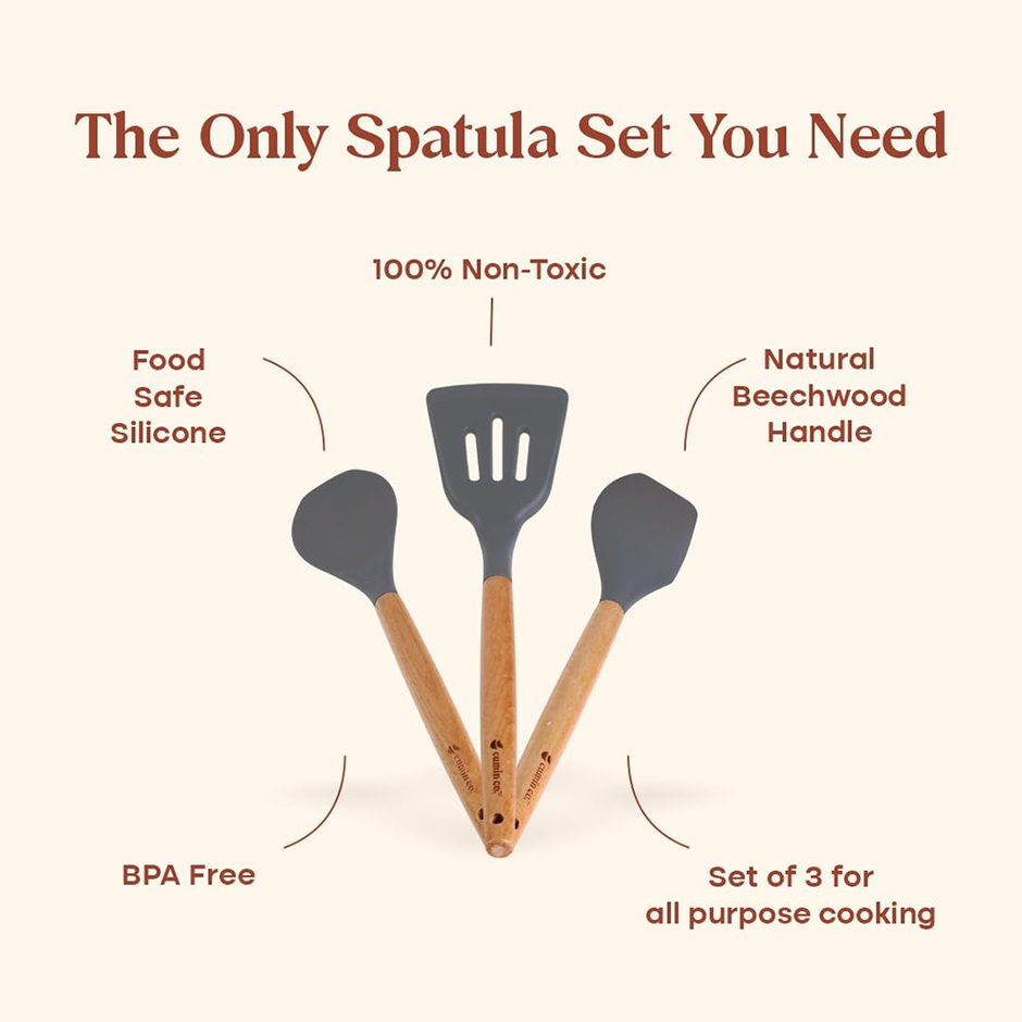 Cumin Co. Silicone Spatula Set | BPA Free | Heat Resistant