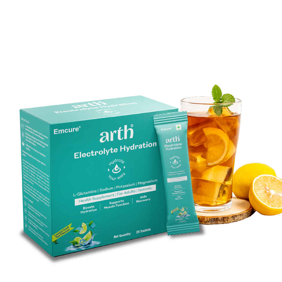Arth By Emcure Electrolyte for Quick & Daily Hydration | Lemon Iced Tea Flavour