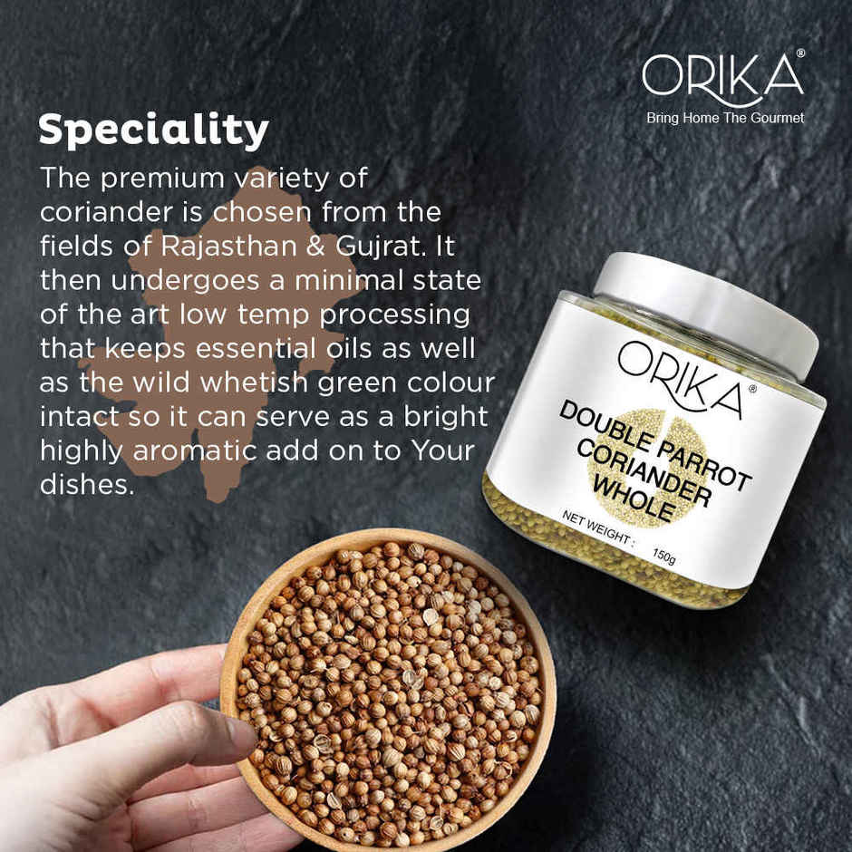 Orika Double Parrot Coriander Whole | Sabut Dhania Jar