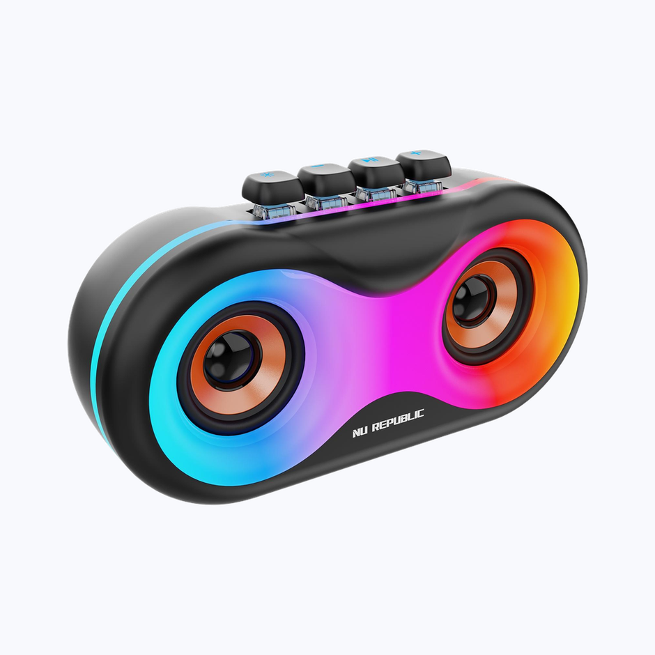 Nu Republic Sonicpop 160 With 20 Hrs Playtime, 52mm Dual Drivers, RGB LED Lights, 16W Output Bluetooth Wireless Speaker (Black)