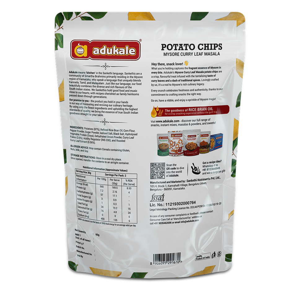 Adukale Potata Chips Mysore Curry Leaf Masala