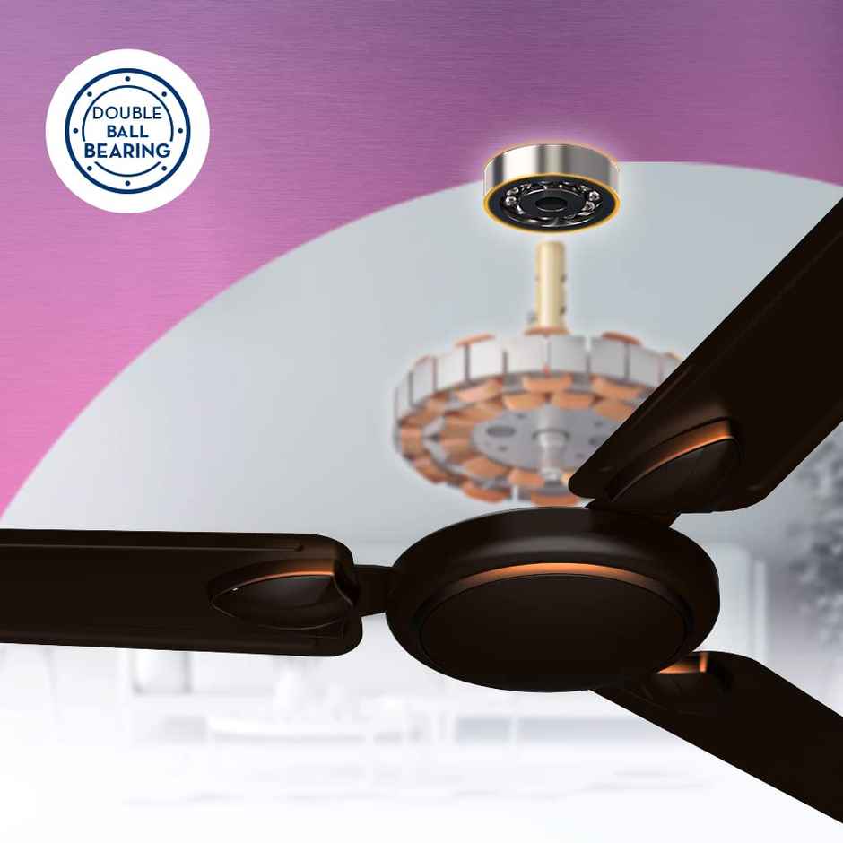 Crompton Surebreeze Hillbriz Deco Ceiling Fan, 52 Watts, 1200mm/48 Inch, Efficient Fan| Rust Resistant | Strong and Powerful Motor - Smoked Brown