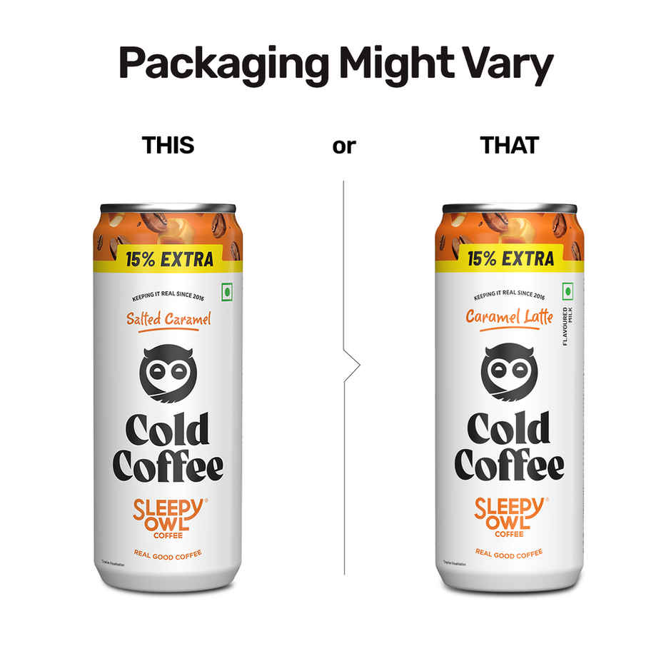 Sleepy Owl Cold Coffee Can - Classic(200ml) & Sleepy Owl Cold Coffee Can - Salted Caramel(200ml) Combo