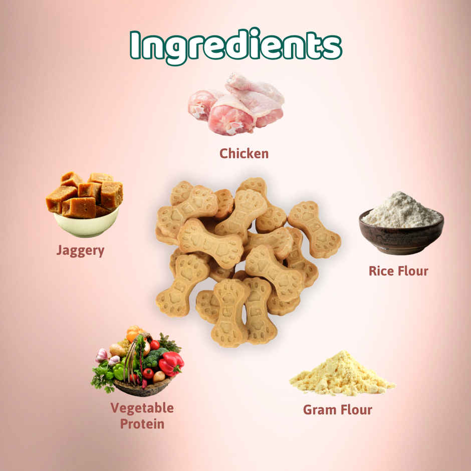 Bearhugs Dog Bikkit Real Chicken Dog Cookies(Jar)