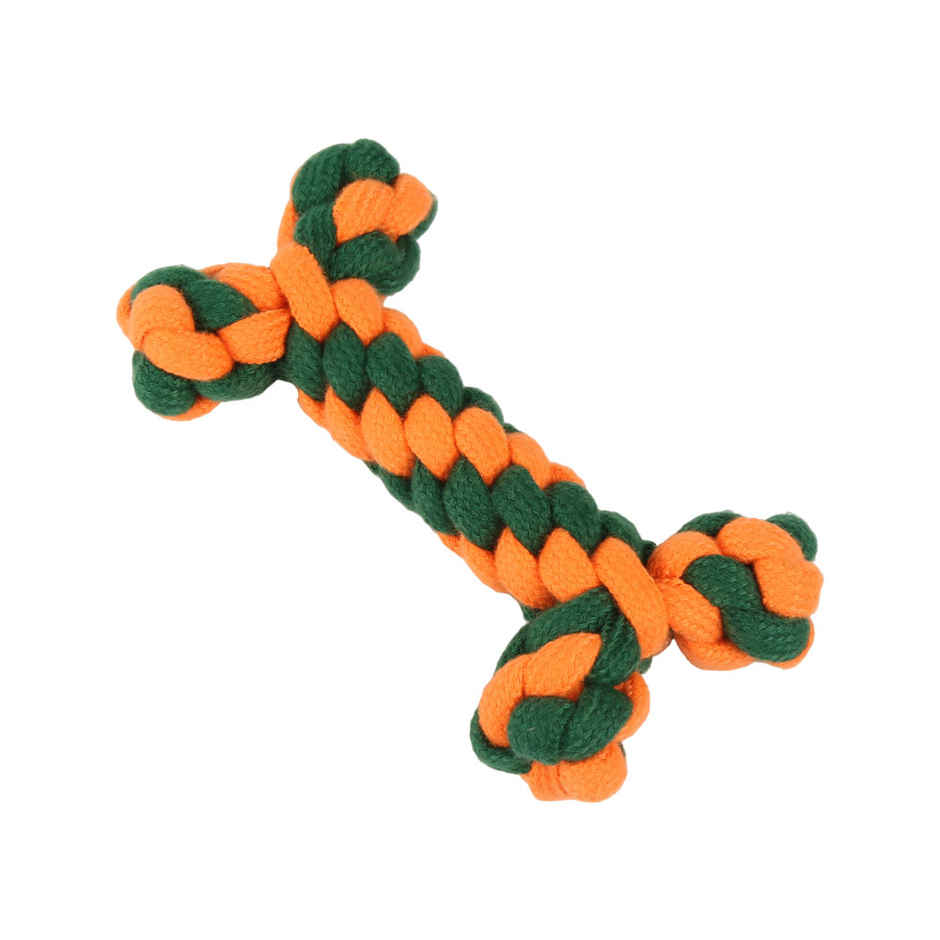 Super Pet Rope Dog Toy Bone | Orange, Green