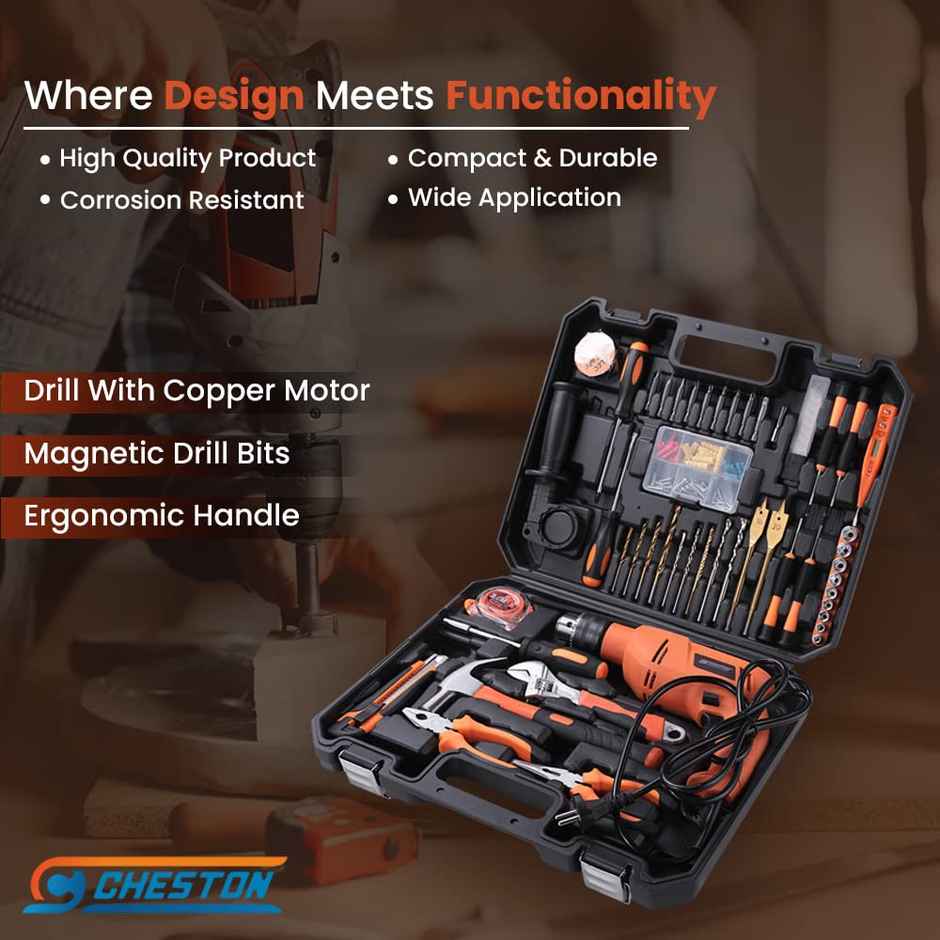 Cheston Corded 13mm Power Drill Kit with Essential 47 pcs
