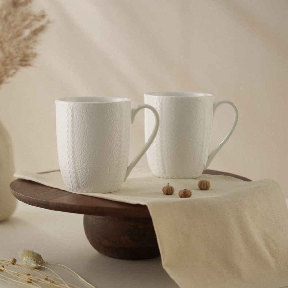 Borosil Porcelia Elva Ivory Tea Coffee Porcelain Mug Set Microwave Dishwasher Safe