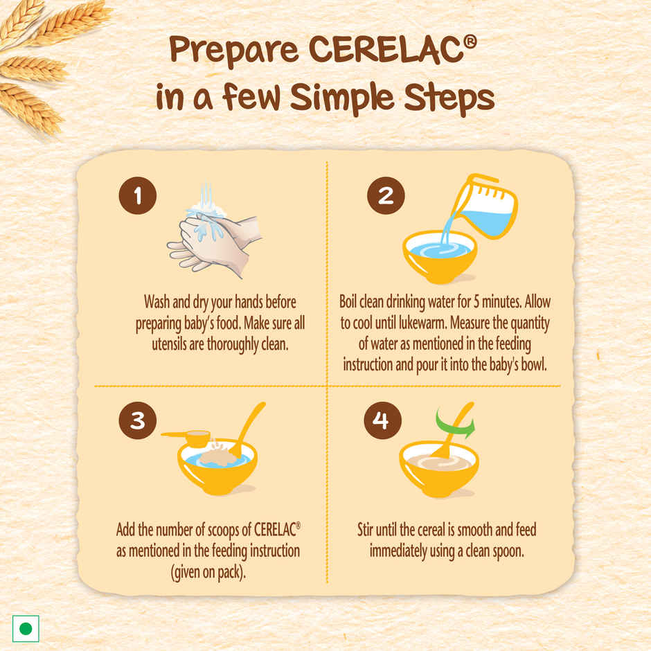 Nestlé CERELAC Wheat Apple Baby Food Cereal, No Preservatives, 6 to 24 Months Baby