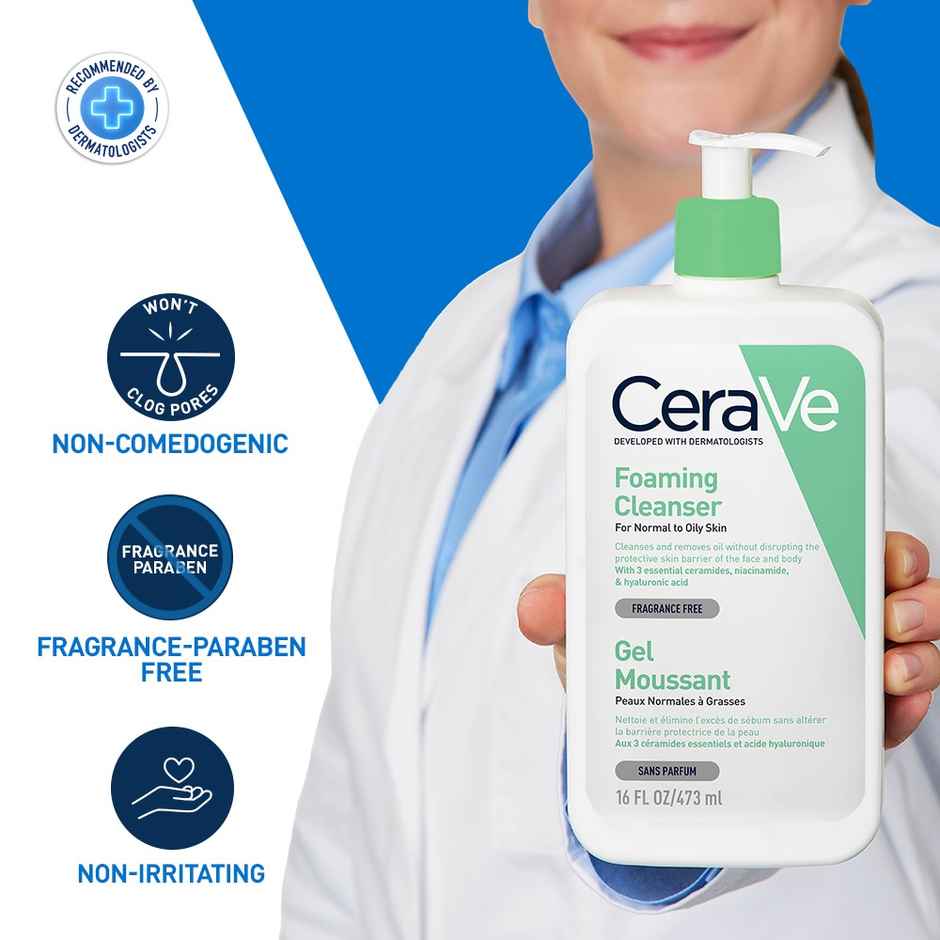 CeraVe Foaming Cleanser Face Wash For Oily Skin With Ceramides, Dermatologist Recommended