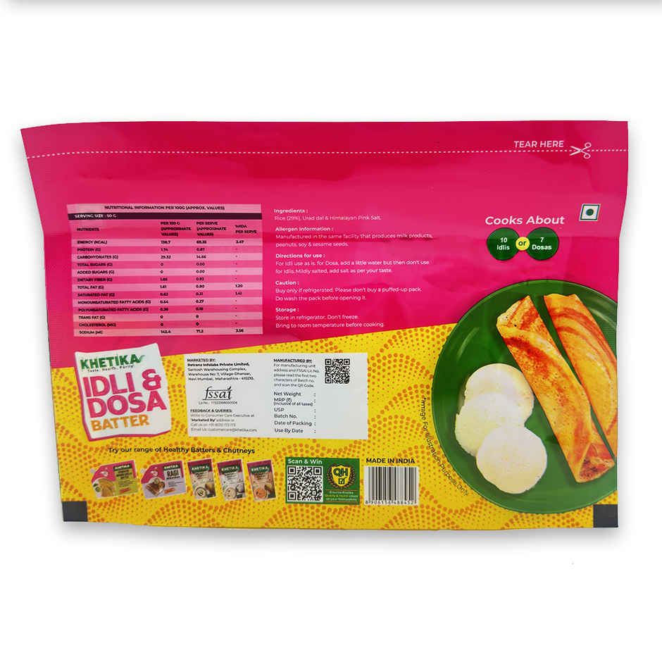 Khetika Fresh Idli Dosa Batter (1kg) & Khetika Fresh Idli Dosa Batter (500g) Combo
