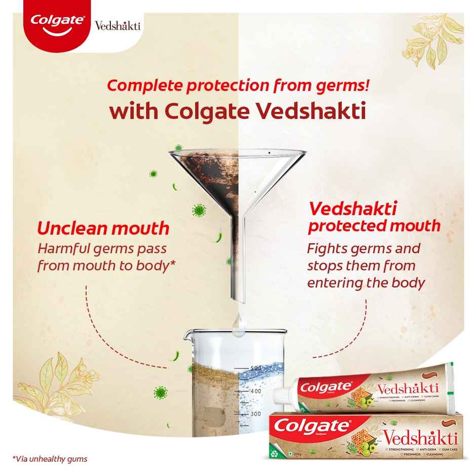Colgate Vedshakti Anti-Bacterial Toothpaste For Whole Mouth Health With Neem, Clove And Honey