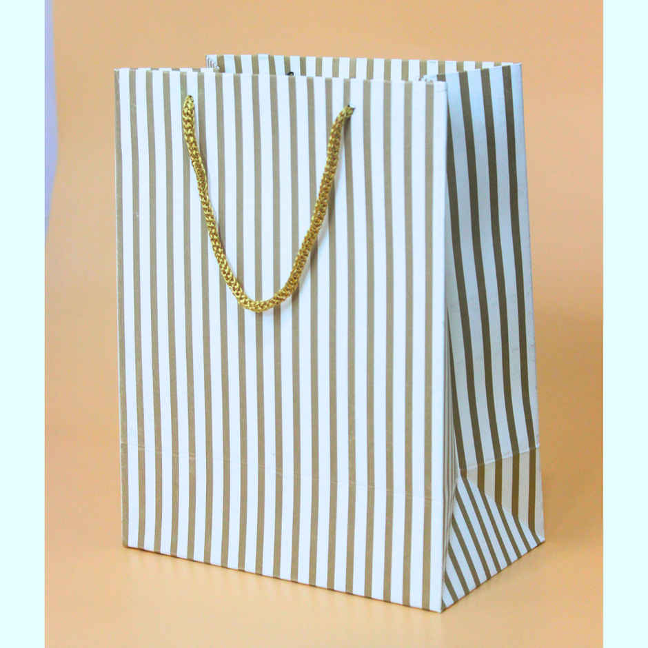 SE7EN Lines Design Gifting Paper Bag | Golden - L