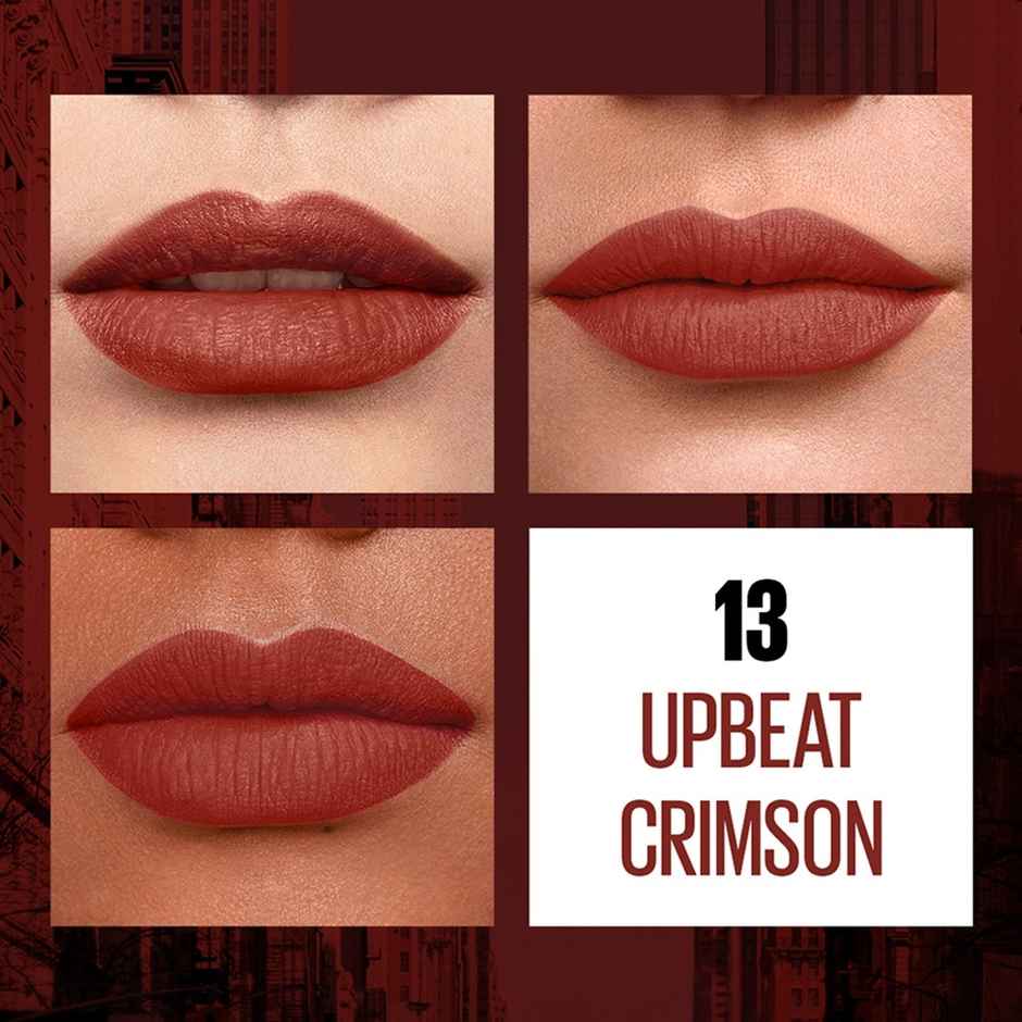 Maybelline Sensational Liquid Matte Lipstick,13 Upbeat Crimson-Delivering Intense Matte Color Effect