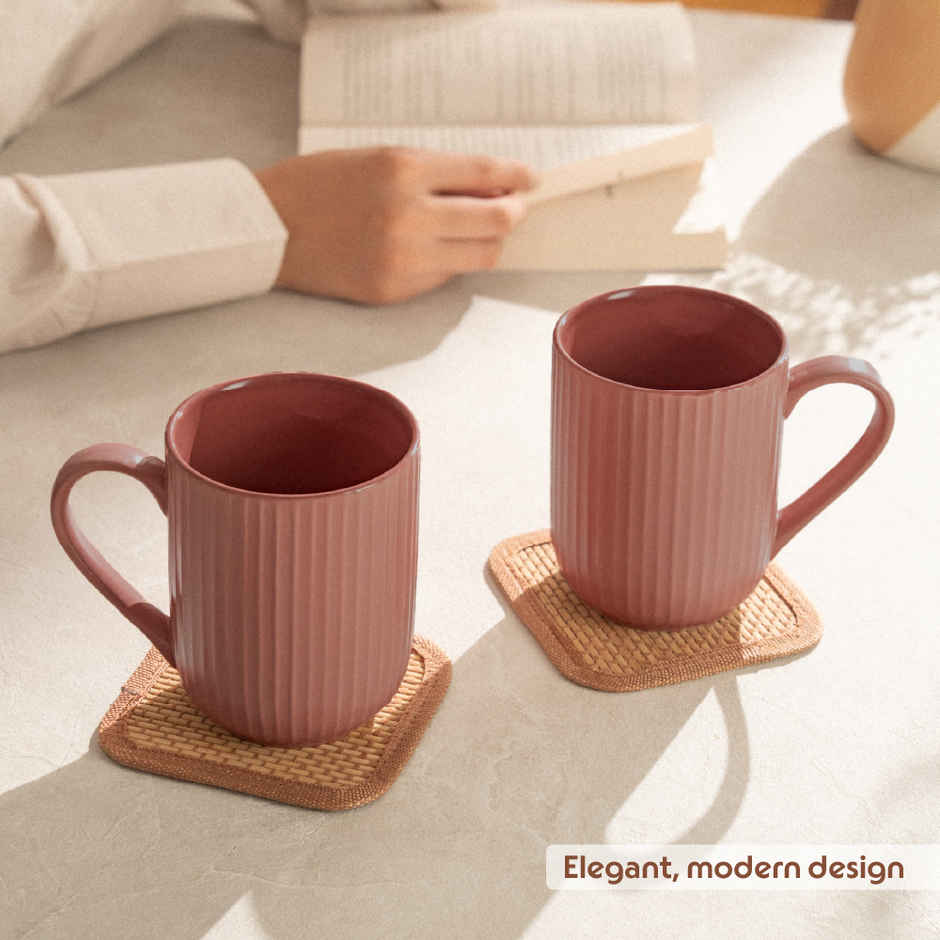 Borosil Porcelia Flute Rose Tea Coffee Porcelain Mug Set Microwave Dishwasher Safe