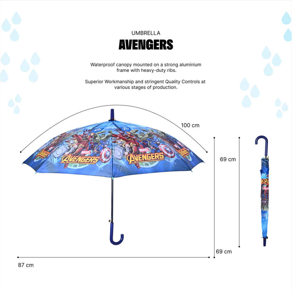 Citizen Kids School Umbrella | 2 Fold | 19 Inch | Avengers Printed