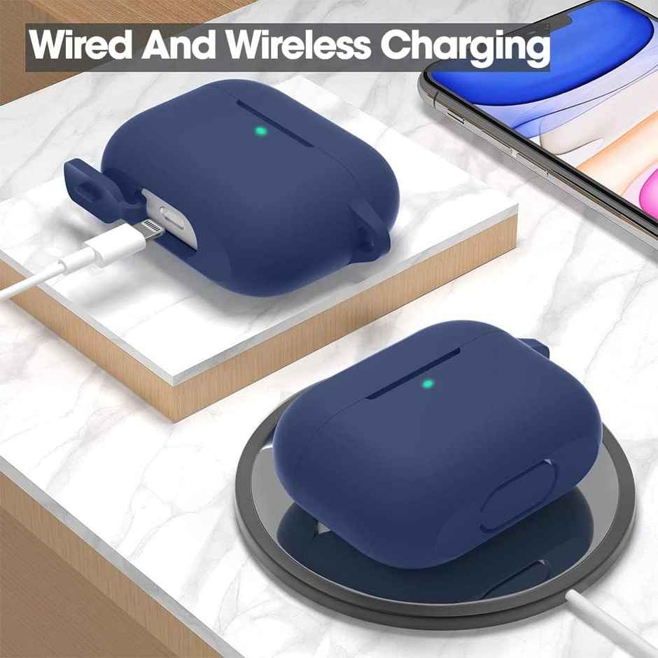 Sounce AirPods Pro 2nd Gen Case Cover | Shockproof Silicone with Keychain & LED Visible | Blue