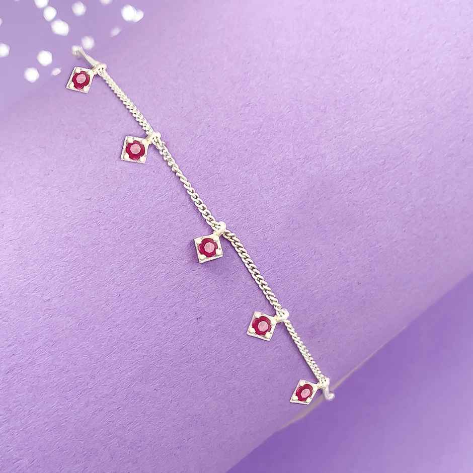 Unniyarcha Red Zircon 92.5 Sterling Silver Anklet