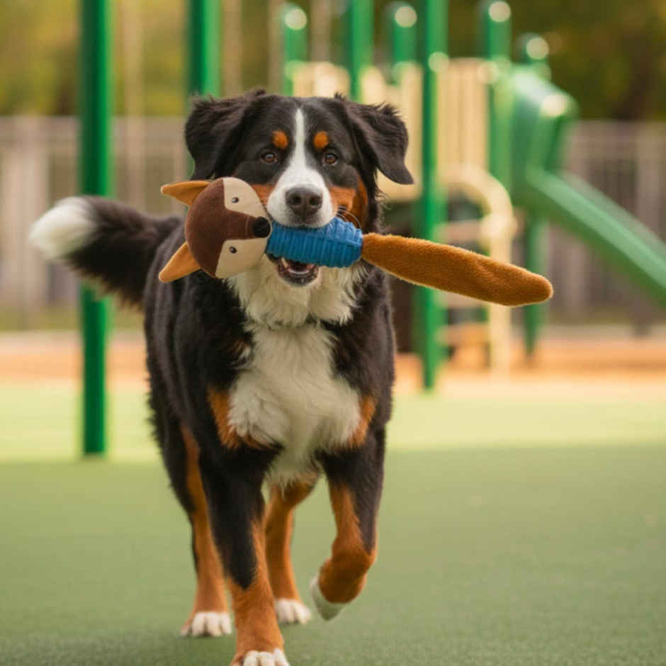 Super Pet Squirrel Plush Dog Toy | Blue & Brown
