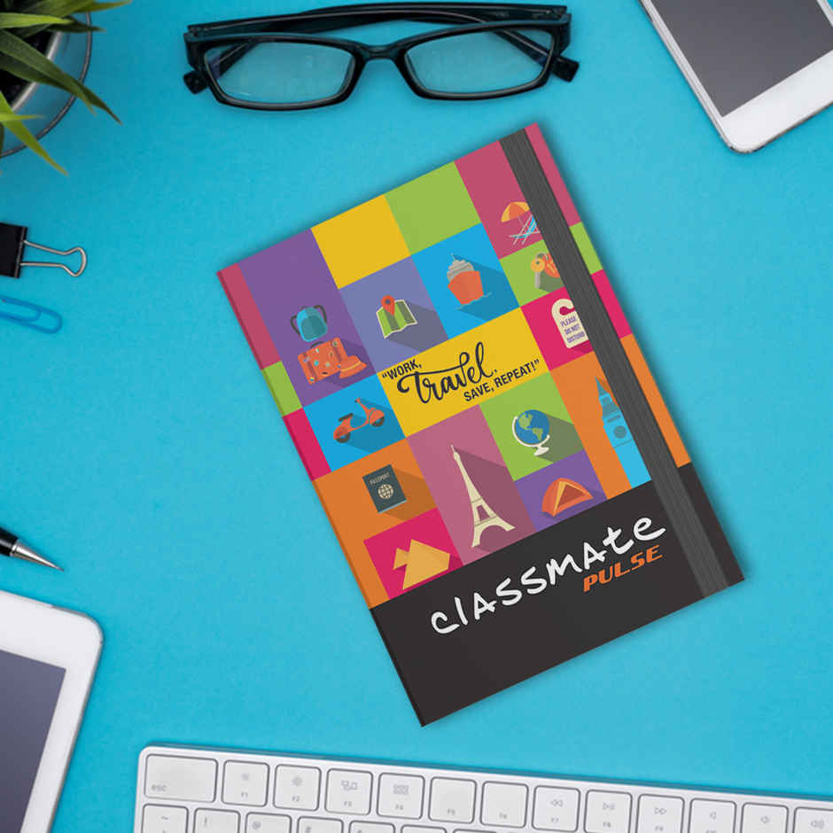 Classmate Pulse Unruled Hard Cover Notebook (A5, 80 GSM, Assorted Design)