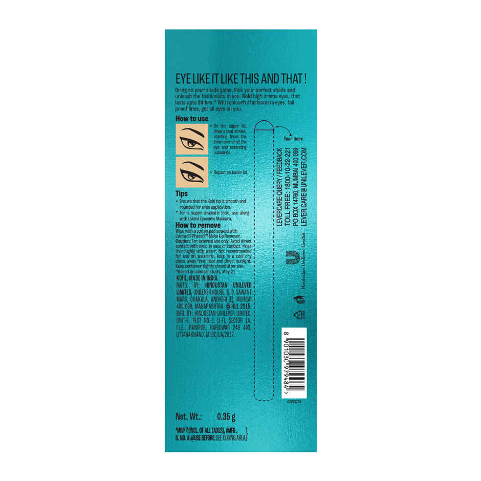 Lakme Eyeconic Kajal, Matte Kajal Pencil that lasts 24 Hrs, Classic Brown