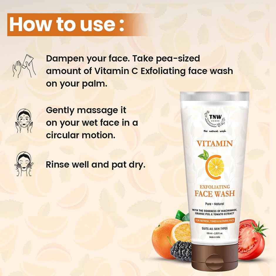 TNW The Natural Wash Vitamin C Face Wash Exfoliating With Walnut Beads| Suits All Skin Types