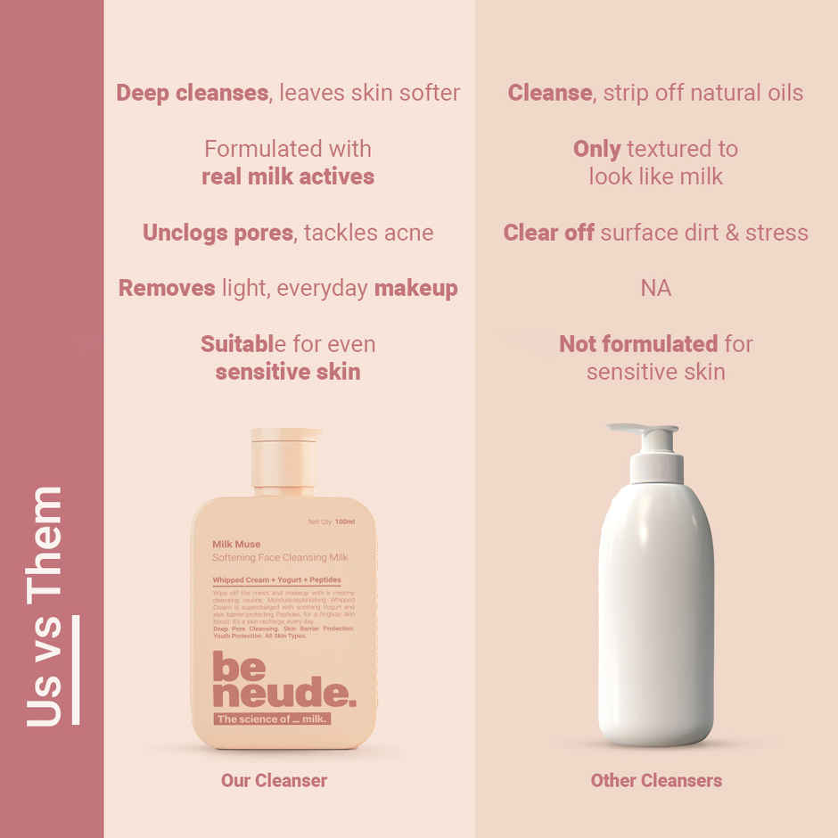Be Neude Peptide Face Cleansing Milk With Whipped Cream & Yogurt For Deep Pore Cleansing