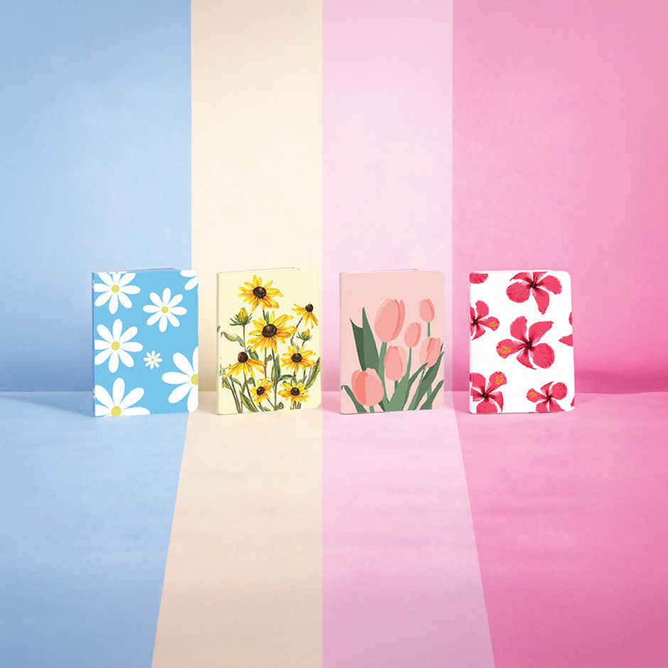 Papboo Floral A5 Ruled Set Of 4 Notebooks, 80 Gsm Paper (240 Pages, 21 x 15 cm, Assorted)