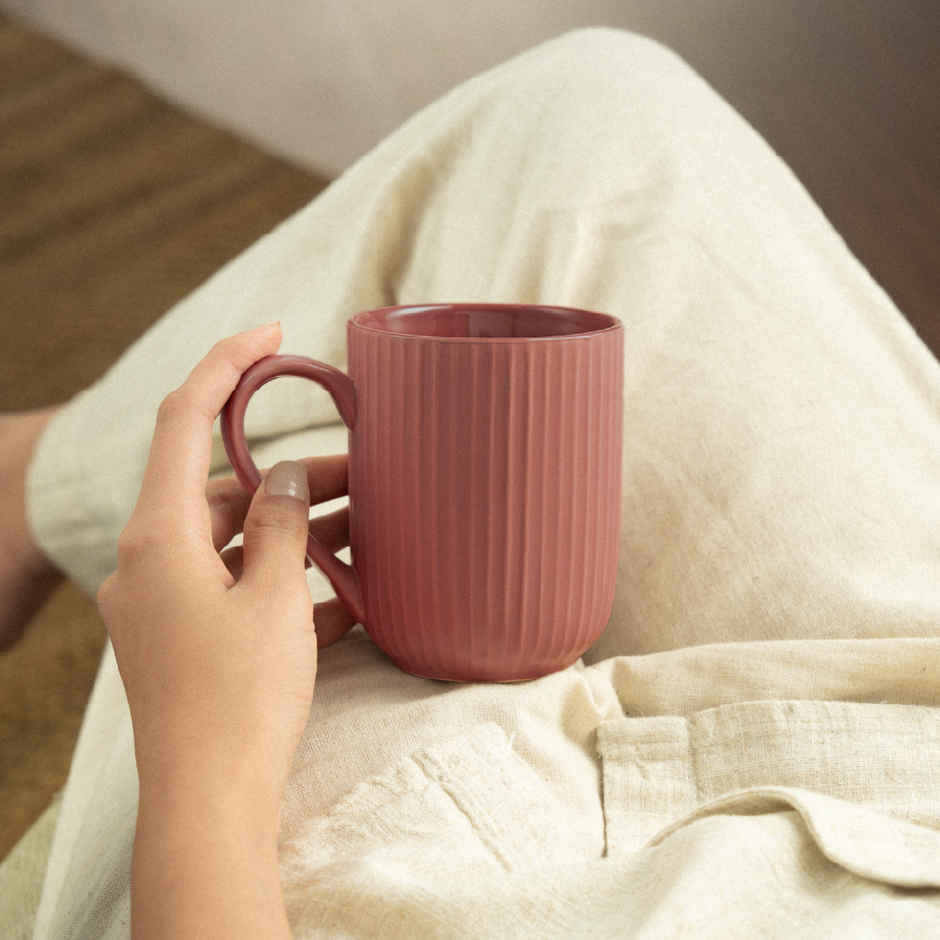 Borosil Porcelia Flute Rose Tea Coffee Porcelain Mug Set Microwave Dishwasher Safe