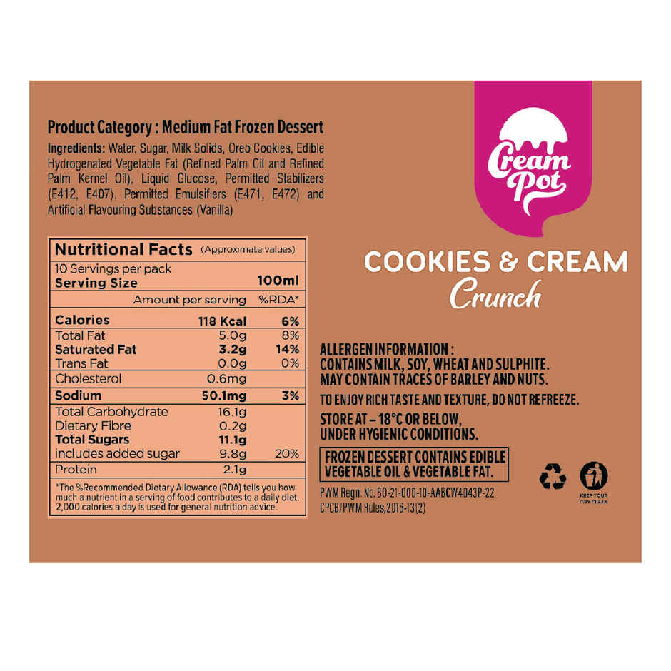 Cream Pot Cookies Cream Ice Cream Tub