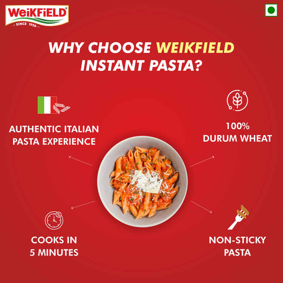 Weikfield Instant Pasta- Masala Twist| Pure Durum Wheat| Rich in Protein