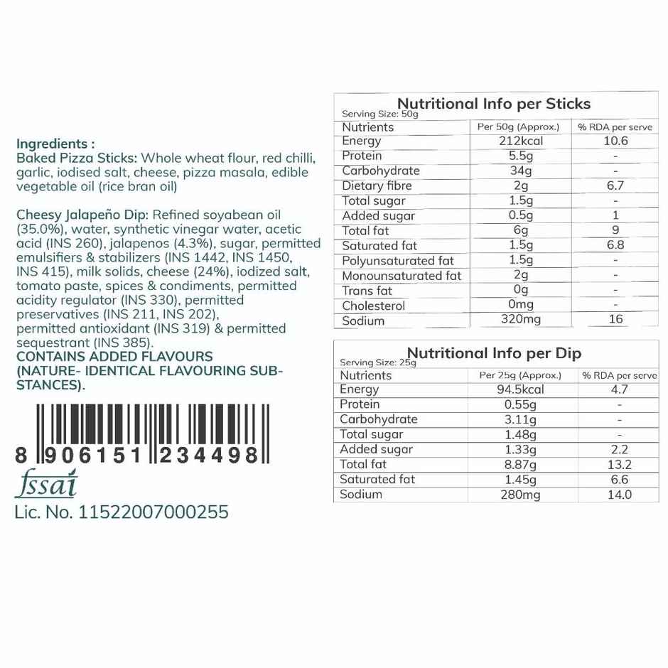 Snackible Baked Pizza Sticks with a Cheesy Jalapeno Dip | No Maida Combo