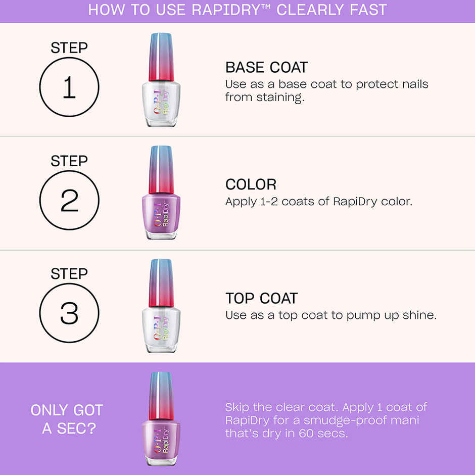 OPI Rapidry Nail Polish Clearly Fast Transparent Quick Dry Smudge Proof