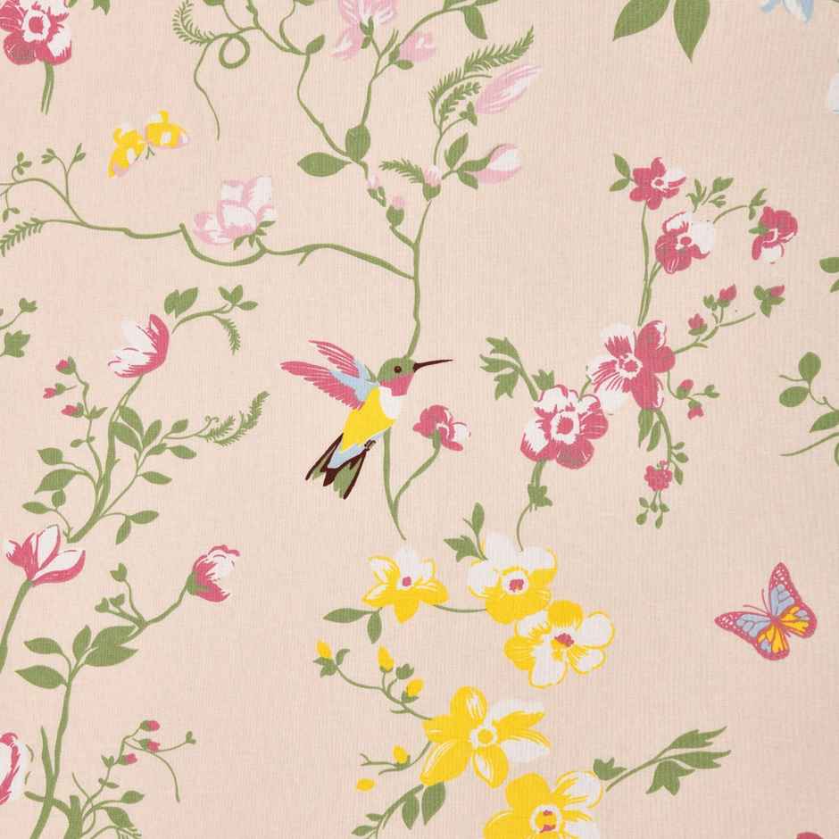 Haus & Kinder Peach Floral Single Bedsheet - 100% Cotton (145x225cm)