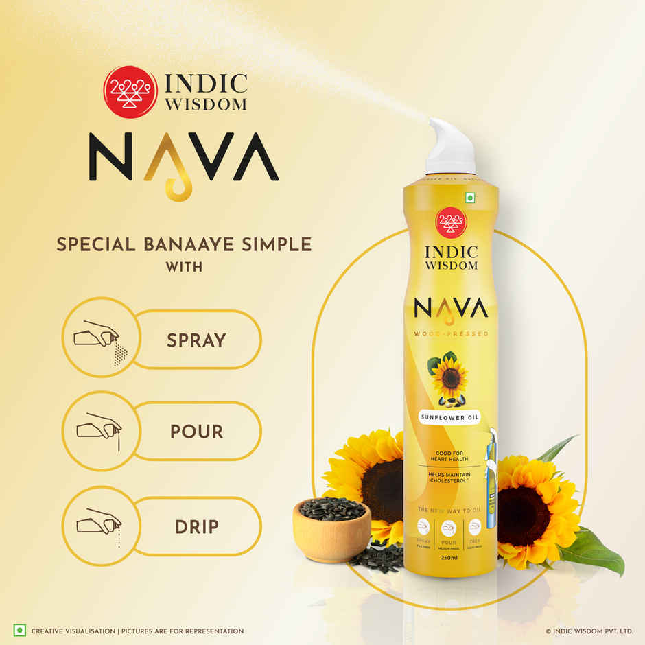 Indic Wisdom Nava Spray | Sunflower Wood Pressed Oil | Spray for cooking