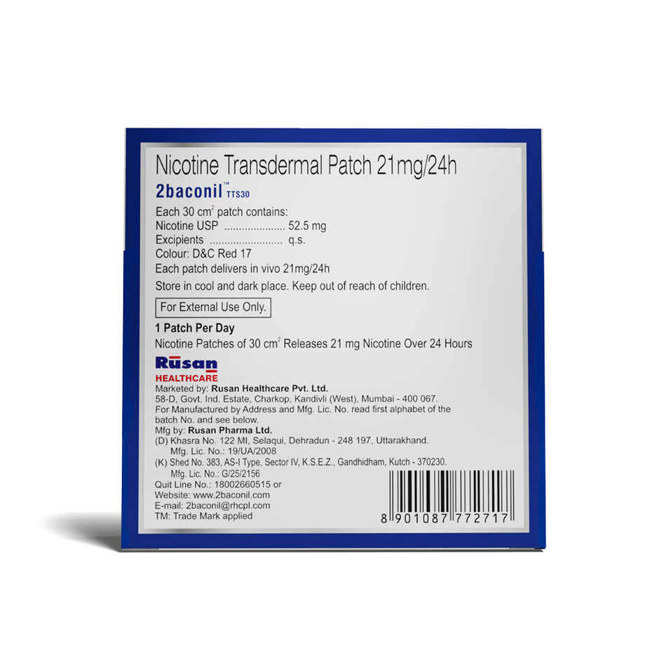 2baconil TTS30 Nicotine Transdermal Patch 21mg/24h Step 1