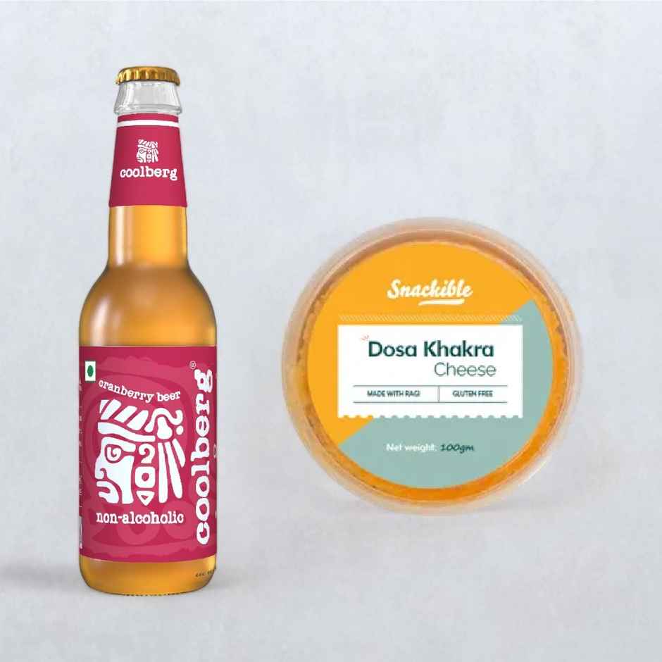 Coolberg Cranberry Non Alcoholic Beer(330ml) & Snackible Cheese Dosa Khakra(100gms) Combo