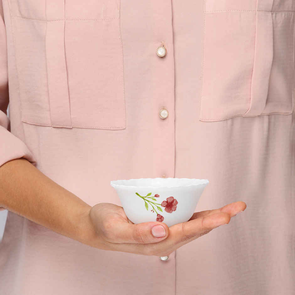 Larah by Borosil Coral Pudding Set | Opalware Crockery for Dining & Gifting Bowl Set